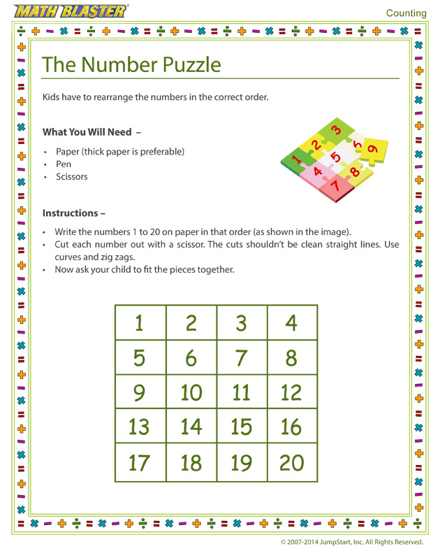 The Number Puzzle - Free Kindergarten Counting Activity