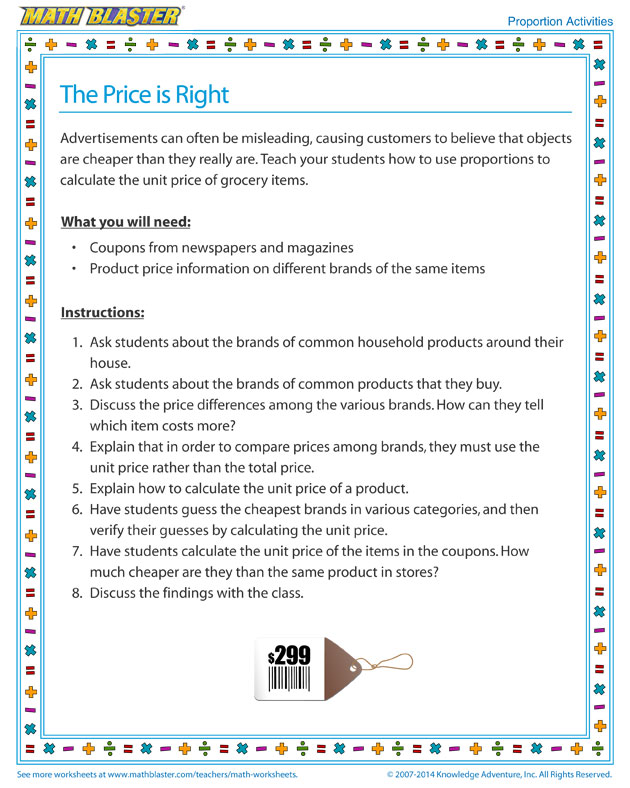 The Price is Right - Proportions Activity for Kids
