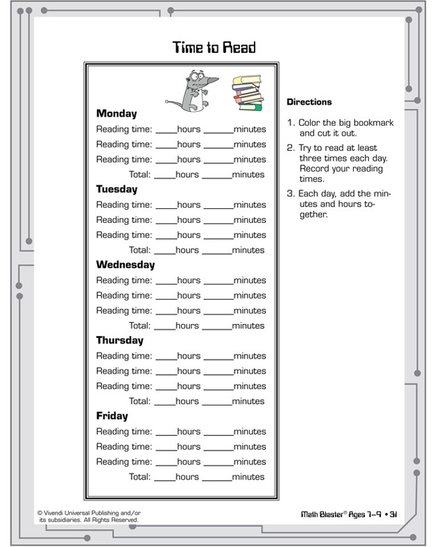 Time to Read - Math Worksheet for Kids