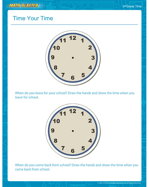 Time Your Time - Free Math Worksheet for 3rd Grade