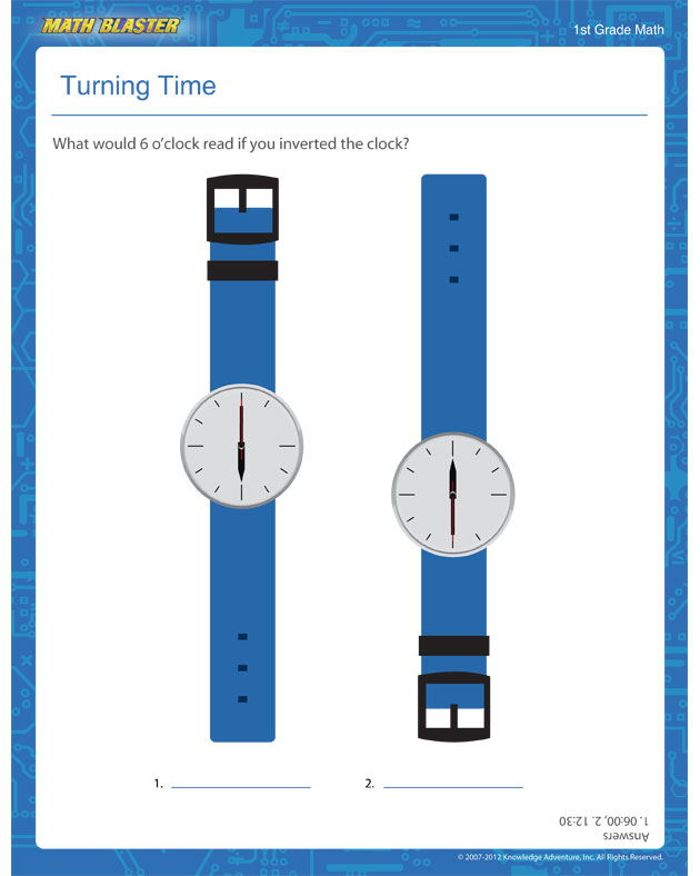 Turning Time - Time Worksheet for 1st Graders