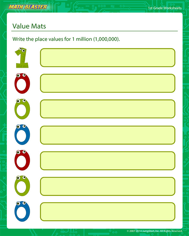Value Mats - Place Value Worksheet for Kids