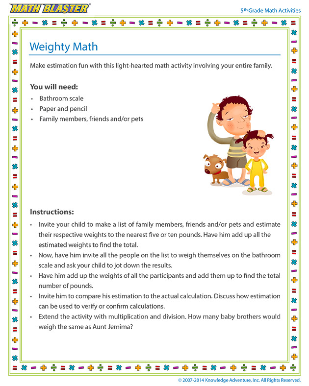 Weighty Math - Online 5th Grade Estimation Activity for Children