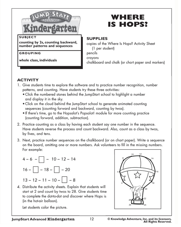 Where is Hops? - Math Worksheet for Kindergarten