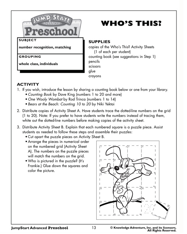 Who’s This? - Counting Worksheet for Preschool