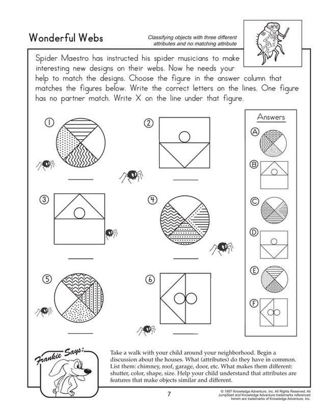 Wonderful Webs - Math Worksheet for 1st Graders