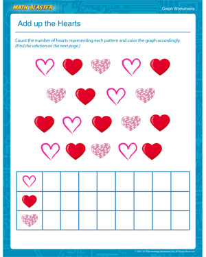 Add up the Hearts - Printable Graph Worksheet for Kids