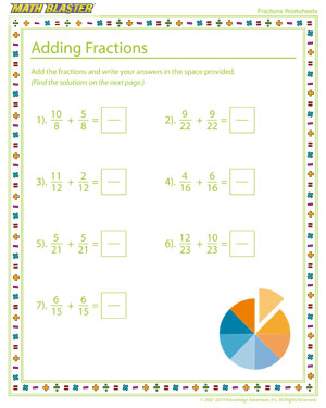 Adding Fractions - Interesting Fractions Worksheet Online