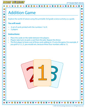 Addition Game - Online Math Activity for Elementary