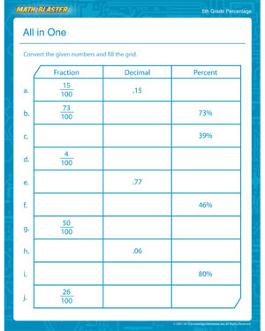 All in One - Printable Math Worksheet