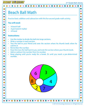 Beach Ball Math - Printable Math Activity for Elementary