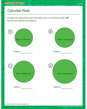 Calculate Radii - Printable Circles Worksheet for 4th Grade