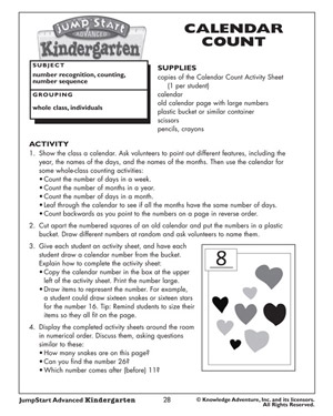Calendar Count - Printable Math Activity for Kids