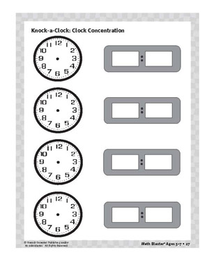 Clock Concentration - Printable Time Activity for Kids