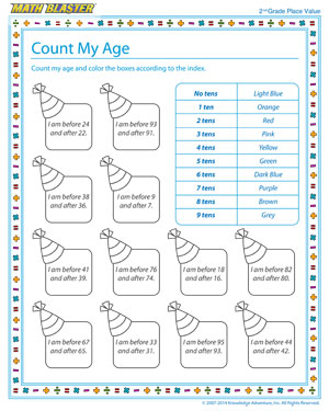 Count My Age! - Place value worksheet for kids