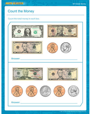 Count the Money - Free Money Worksheet for 4th Grade