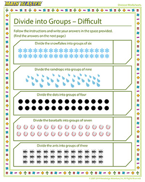 Printable Division Worksheet for Elementary