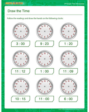 Draw the Time - Printable Time Worksheet for Kids