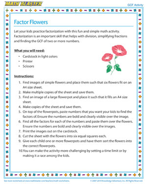 Factor Flowers - Printable GCF Activity for Kids