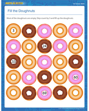 Fill the Doughnuts - Printable Counting Worksheet for Elementary