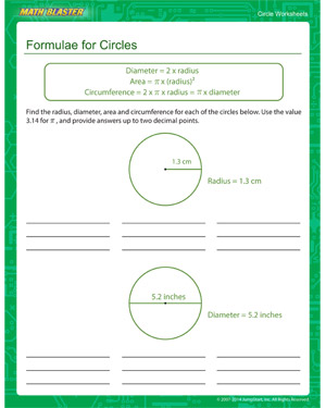 Formulae for Circles - Printable Circle Worksheet for Kids