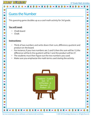 Guess the Number - 3rd Grade Printable Activity for Number Sense