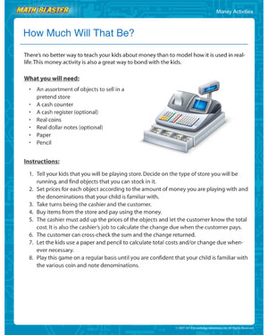 How Much Will That Be? - Online Money Activity and Printable for Young Children