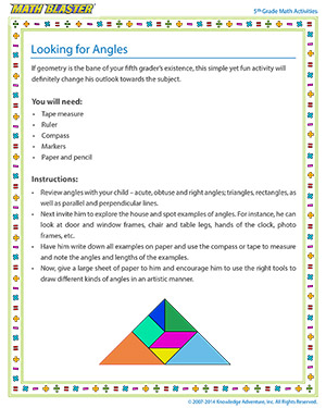Looking for Angles - Printable Online 5th Grade Angles Activity for Kids