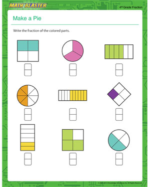 Make a Pie - Free Printable Math Worksheet for 4th Grade