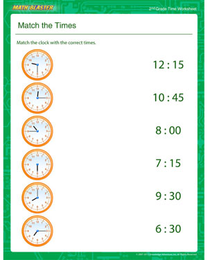Match the Times - Printable Time Worksheet for Kids
