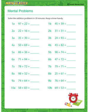Mental Problem - Free Printable Math Worksheet for 4th Grade