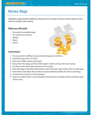 Money Bags - Did you see this Printable Money Activity for Your Child?