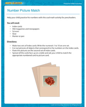 Check out 'Number Picture Match'- Free Printable Math Activity for Preschool