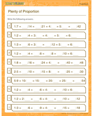 Free proportion worksheet for kids