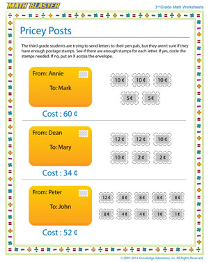 Pricey Posts - Free Addition for 3rd Grade