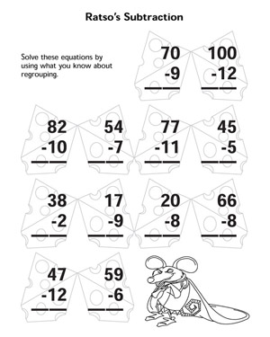 Ratso's Subtraction - Printable Math Worksheet for Kids