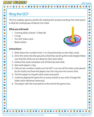 Ring the GCF - Printable GCF Activity for Kids