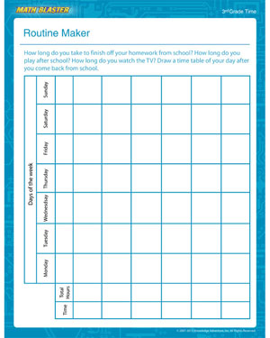 Routine Maker - Free Time Worksheet for 3rd Grade