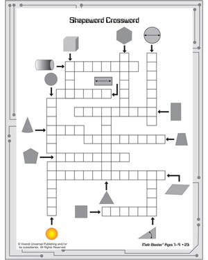 Shapeword Crossword - Printable Geometry Worksheet for Kids