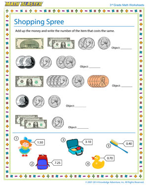 Shopping Spree - Printable Math Worksheet for Kids