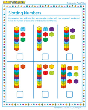 Slotting Numbers - Place value worksheet for kids