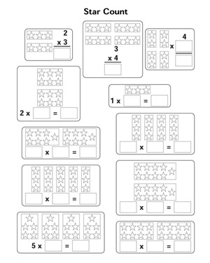 Star Count - Free Printable Multiplication Worksheet for Elementary