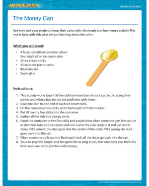 The Money Can - Check out this Printable Money Activity for Kids