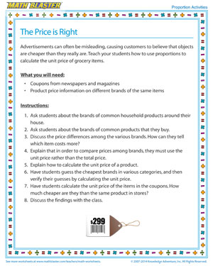 The Price is Right - Printable Proportions Activity for Kids