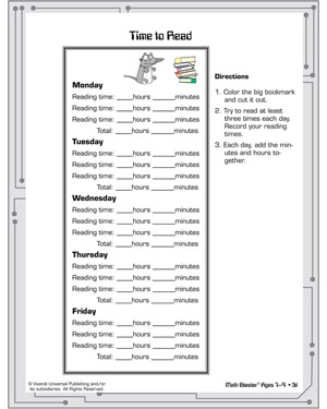 Time to Read - Printable Math Worksheet for Elementary
