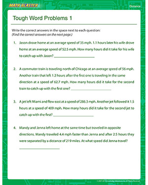 Tough Word Problems 1 - Printable Math Worksheet for Kids