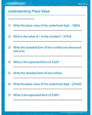 Understanding Place Value - Printable Place Worksheet for Fourth Graders