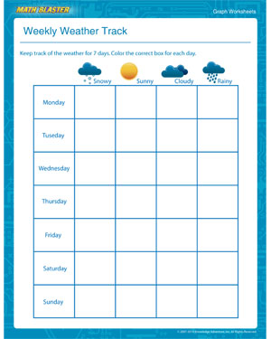 Weekly Weather Track - Printable Graph Worksheet for Kids